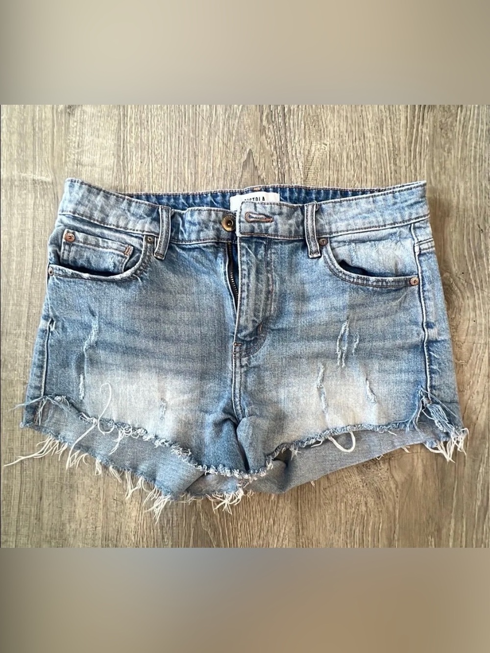 pistola Light Blue Distressed Denim Cutoff Shorts